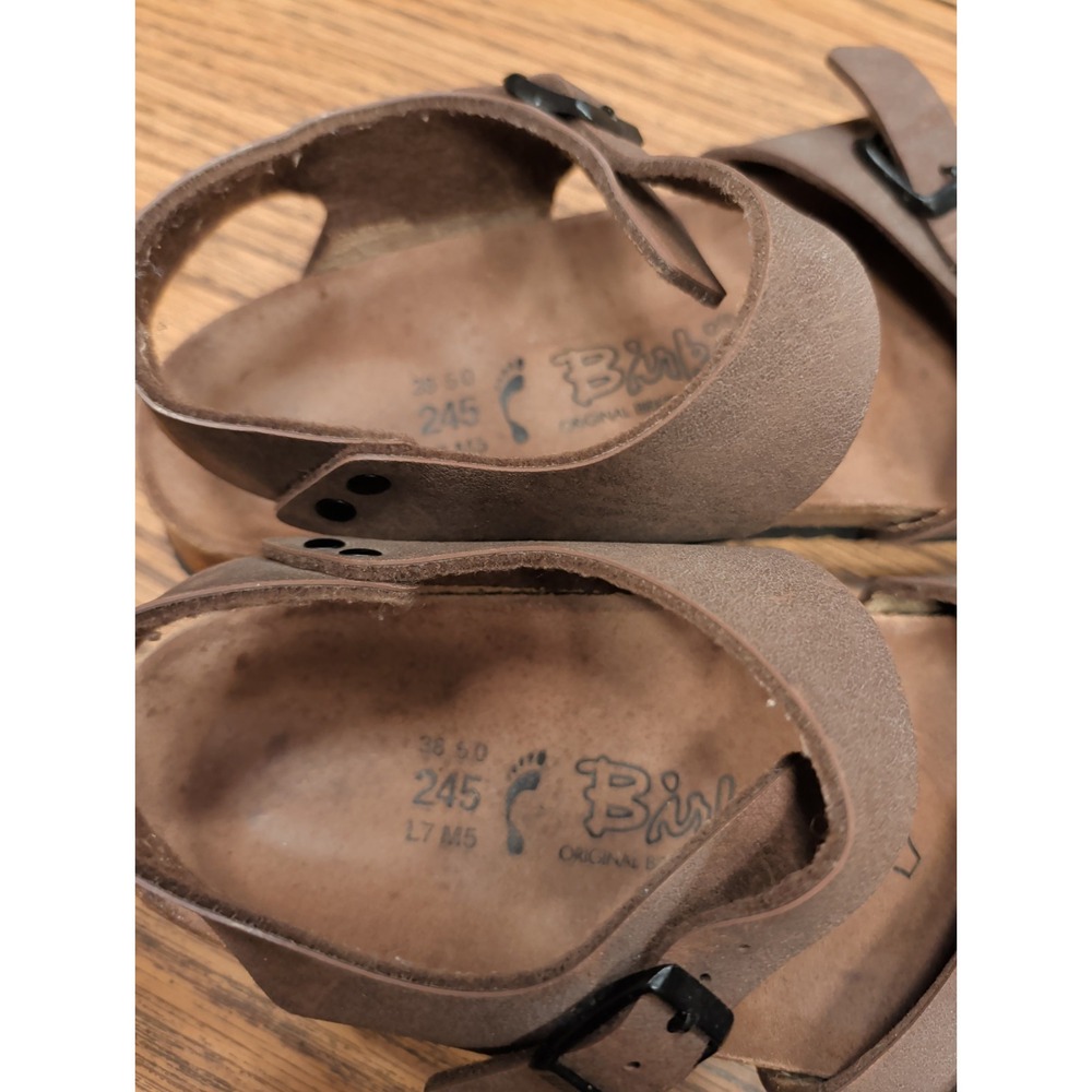 Birkenstock BIRKI'S BROWN Double Straps Sandals PANAMA Vegan Women's 7 Men's 5 - Picture 6 of 9